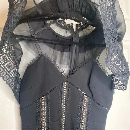 Self Portrait Self-Portrait Black Chiffon Cape Overlay Cady Mini Dress Size 4