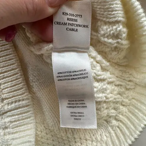 Rails Reese V-Neck Cardigan Cream Patchwork Button-down V-neck Sweater Size XS