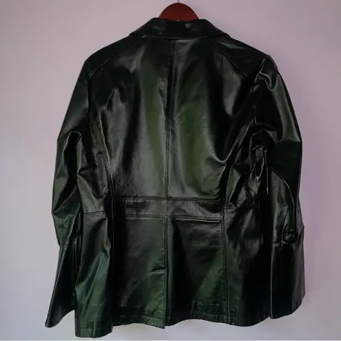 Jerry Lewis L Black Leather Jacket Zipper Collar Size L