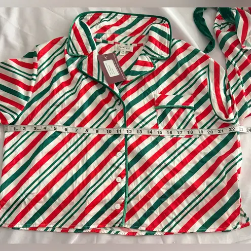 Rareraw Velvet Stripe Ribbon Knot Candy Cane Christmas 2pcs Pajama Set M Red Size M