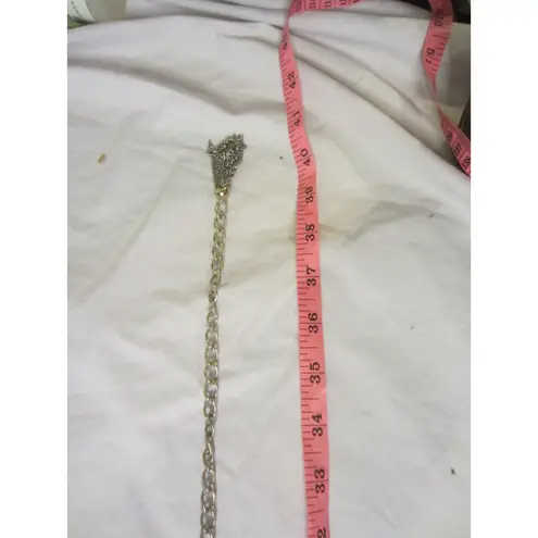 None Unbranded Chain Link Metal Belt Y2K Glam Silver 38”