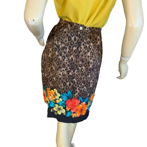 Jacqueline Ferrar SILK VINTAGE 1990'S COLORFUL FLORAL & ANIMAL PRINT SKIRT (16)