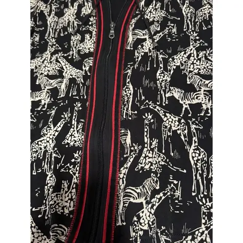 Christopher & Banks WOMEN'S BLACK STRETCH KNIT JACKET - ZEBRA GIRAFFE PRINT L