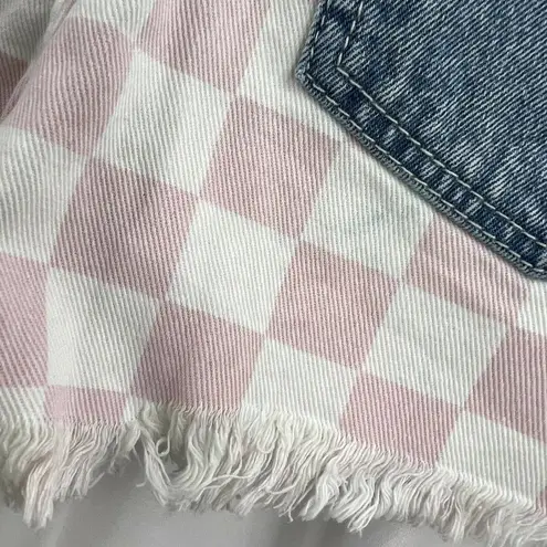 Juicy Couture  Pink Checkerboard Denim Cutoff Shorts Size 26