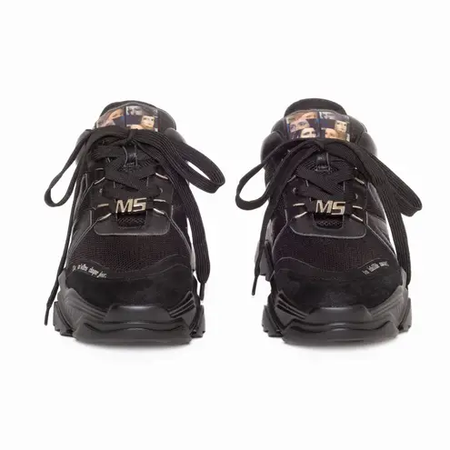 Miss Sixty Black Leather Suede Mesh Chunky Sneakers - US 8.5 Approx
