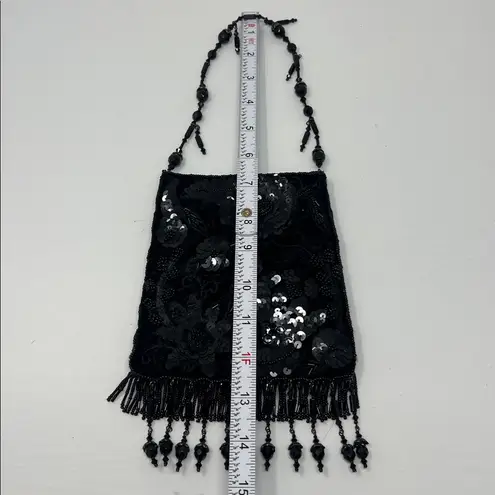 Todd Anthony Black Beaded Sequin Evening Bag Vintage Flapper Purse