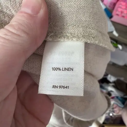 J. Jill Women’s Medium 100% Linen Pull on Pants LagenLook Minimalist Artsy Tan