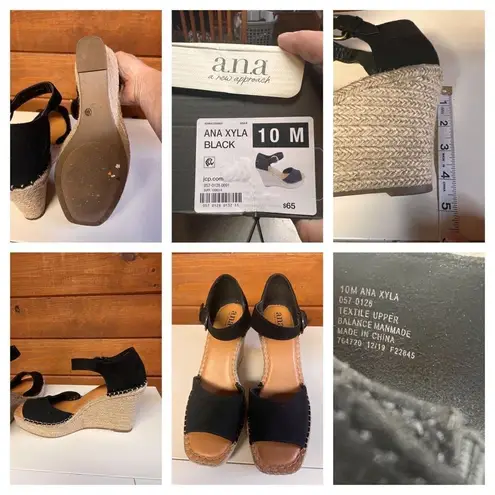 a.n.a  Xyla Wedge Sandals Black Sz 10