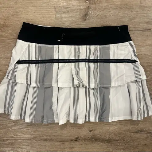 Lululemon  Run: Pace Setter Skirt Groovy Stripe Nimbus / Black Size 6 rare