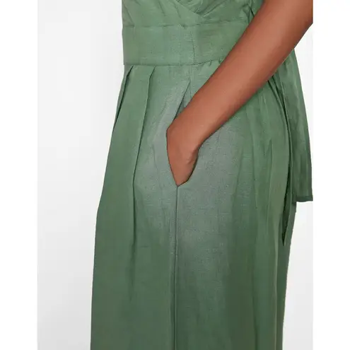 Rujuta Sheth Saturday Sage Green Linen Wide Leg Jumpsuit Size S NWOT