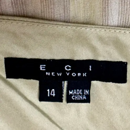 ECI Striped Yellow and Green Silk Drop Waist Layered Side Zip Skirt Whimsical Airy