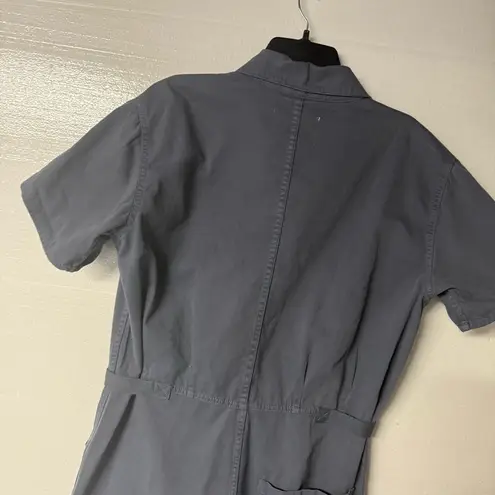 Pistola Jumpsuit Women M Blue Stone Relaxed Field Suit Short Sleeve Button Front