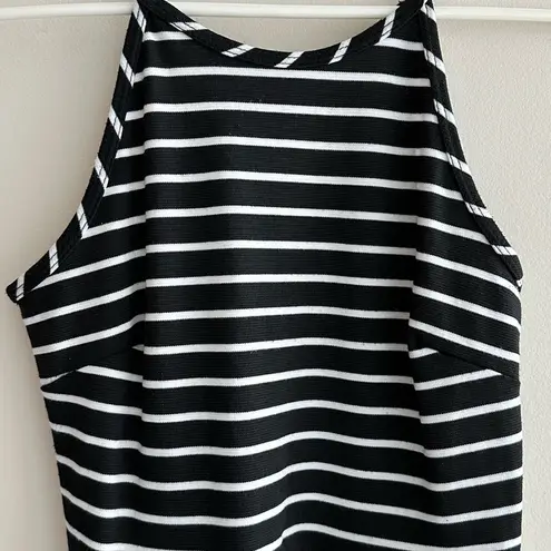 Soprano Black and White Striped Fit & Flare Dress, Halter Dress, Size XS