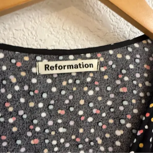 Reformation  Deanna Wrap Dress Size Medium Confetti Black