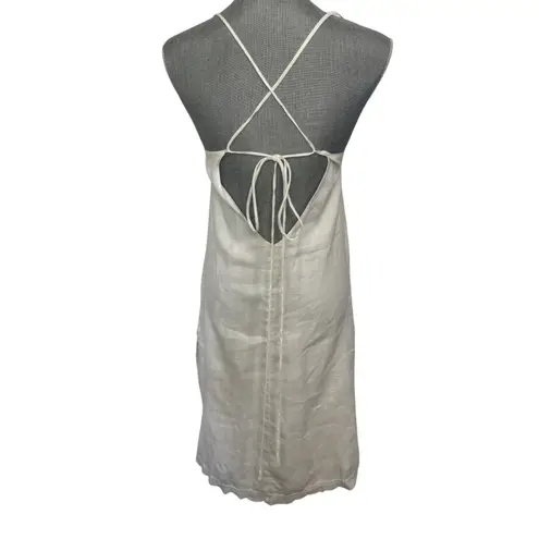 Uma and Leopold 100% Linen White Open Back Midi Dress Size Small Bachelorette