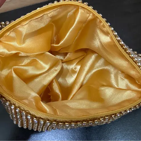 Sparkly Gold Rhinestone Mini Triangle Evening Wristlet Mini Bag