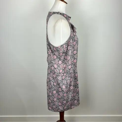 Collective Concepts Paisley Rose Floral Print Dress L Sleeveless Ruffle Neck