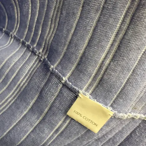 TSE Blue Striped 100% Cotton Button V-Neck Lightweight Sweater Top S