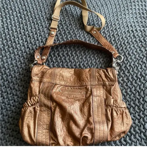 Vintage B. Makowsky Genuine Leather Shoulder Crossbody Bag Bronze Cheetah Purse Brown