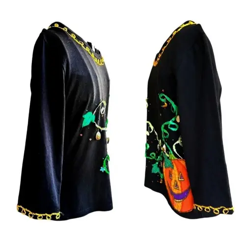 VTG Jack B Quick Jack O Lantern Top Small Halloween Black Embellished Applique Size undefined