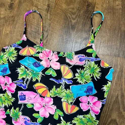 Kathy Ireland Womens Swim Set Sz 14 Tankini Skirt Floral Hawaiian Beach Print