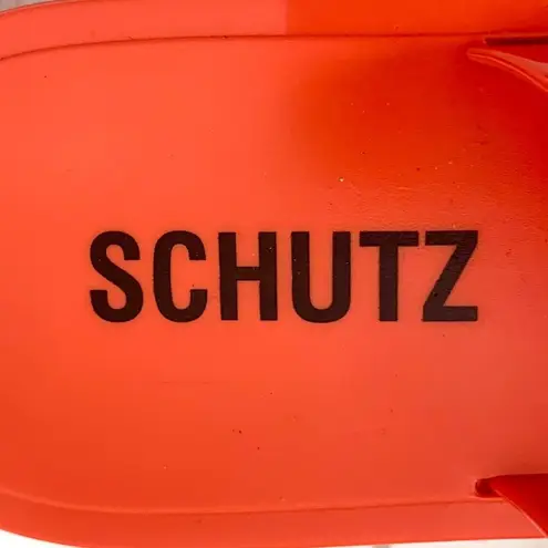 Schutz Nordstrom Lizzie Slides Sandal 9 Silver Studded Open Toe Bright Orange