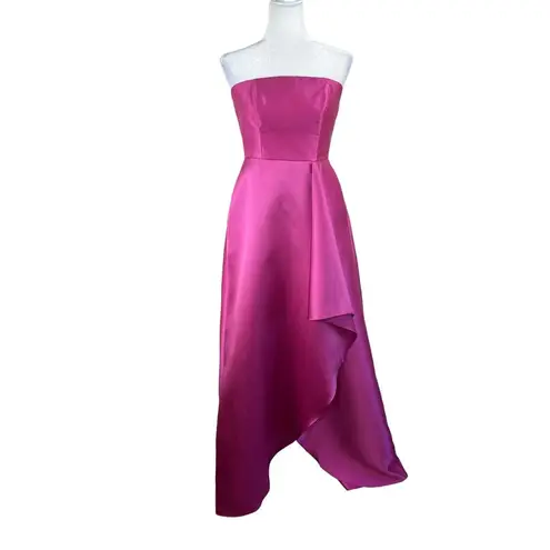 Alfred Sung  Tea Rose Pink Strapless High Low Satin Twill Formal Gown Size 6 NWT