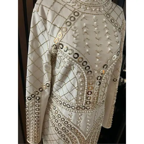 Starlet heavy bedded dress white with pearls size 12