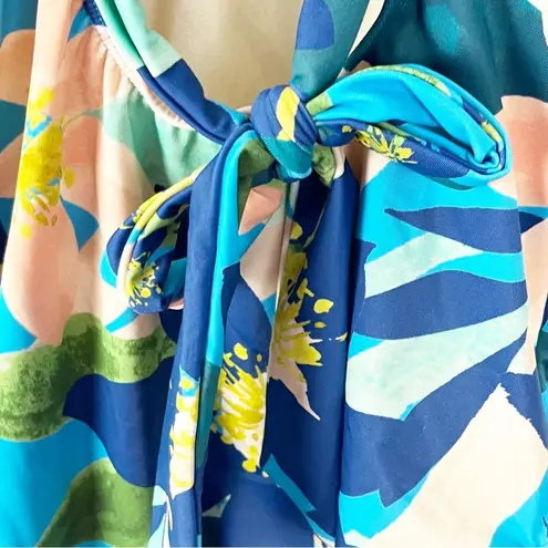 BEACH BETTY One Piece Tropical Floral Back Tie Built In Bra Swimsuit Medium