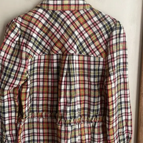 Veronica Beard Corrine Dress Plaid Shirt Dress Red Multi