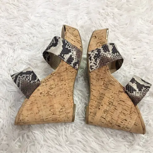 ALDO  Double Strap Snakeskin Cork Wedge Heels 8