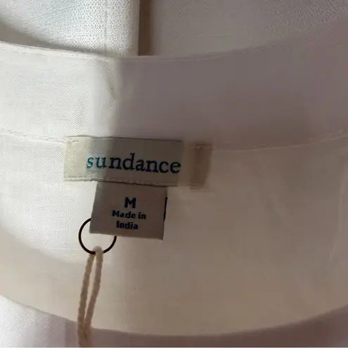 NWT Sundance White Embroidered Floral Blouse Vallejo Top M Boho Bright Peasant Size M