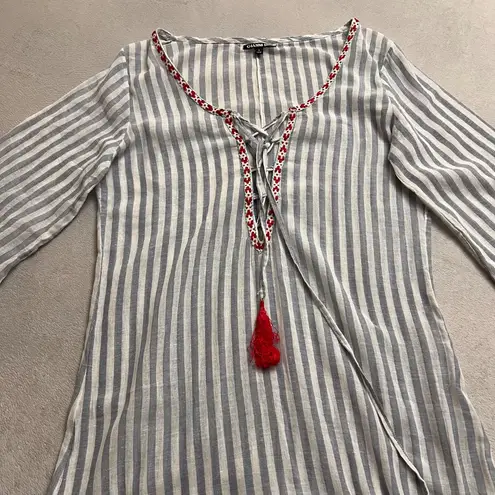 Giani Bernini Gianni Bini Tunic Dress Women's Size Small Striped Boho Up Tassel India