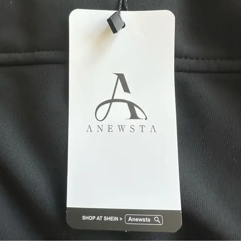 🆕Anewsta Women's Black Mid Length Cinched Waist Hooded Jacket Size L