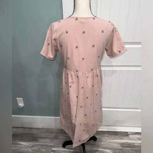 Roolee  blush pink floral button babydoll style dress size XS