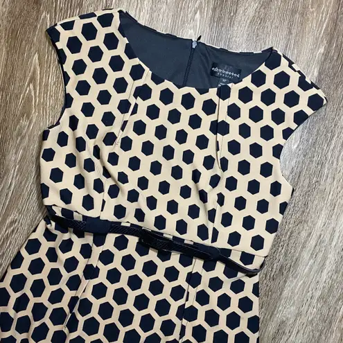 Connected Apparel Black and Gold Honeycomb Print Dress - 6P