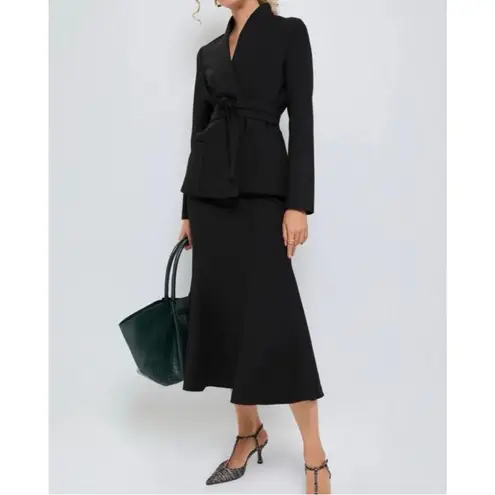 Tuckernuck Black Gracie Wrap Blazer M Tie Belt Long Sleeve Pockets $248 NWT Size M