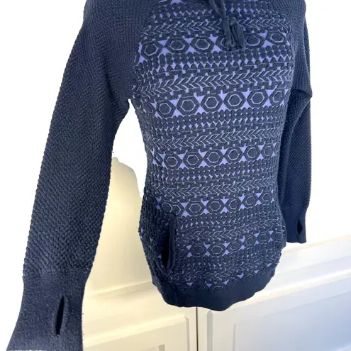 Akini Hooded Sweatshirt Womens S Stretch Knit Textured Tribal Pattern Long Slve