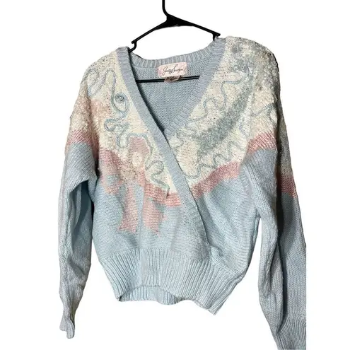 Jaclyn Smith Vintage 80s Pastel Bow Sweater Size Medium