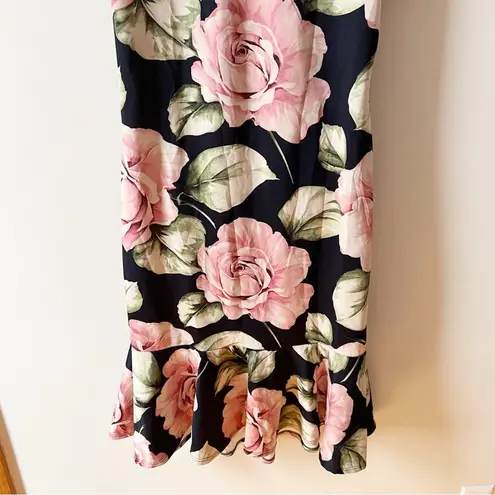 My Bump Pink Floral Midi Maternity Dress Size Large Short Sleeves Pullover NEW Black
