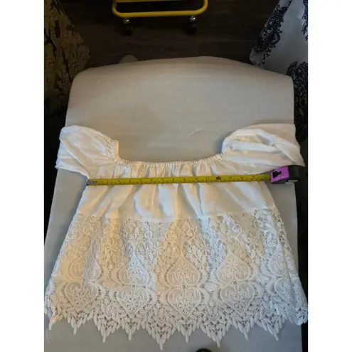 American Rag  Cropped White Lace Top S Boho Costal Cowgirl Cottagecore Fairycore