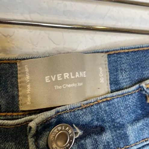 Everlane  The Cheeky Jean Straight Leg High Rise Raw Hem Crop Denim EUC Sz 30