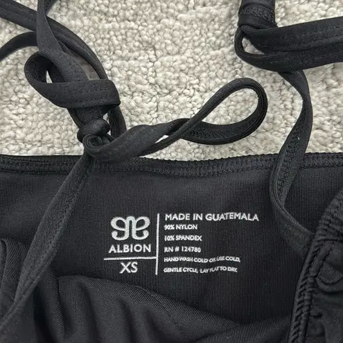 ALBION FIT Albion “the wave” one piece black swimsuit ruffle sleeve off the shoulder