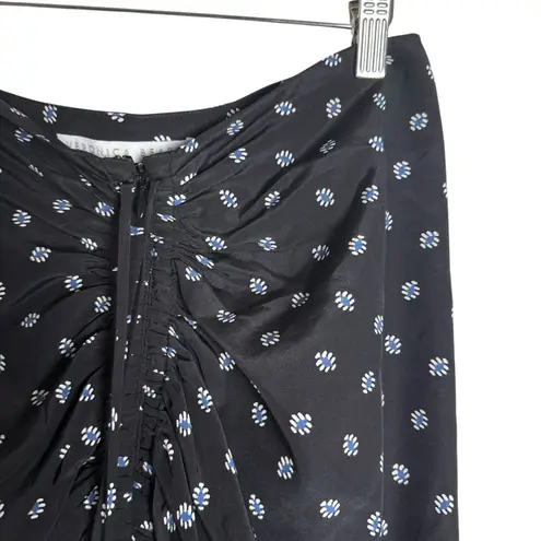 Veronica Beard Ari Black Silk Blend Ruched Asymmetrical Midi Skirt Size 12