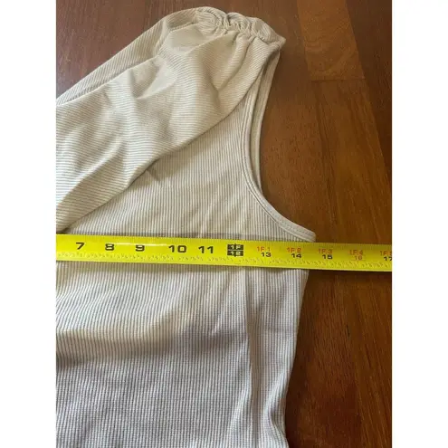 The Range Folded One Shoulder Tank Top Ribbed Jersey Knit Saddle Tan Medium NEW