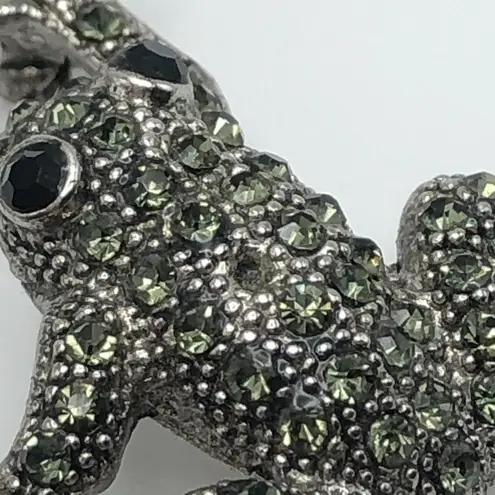 Vintage Rhinestone Tree Frog Brooch Sparkly Black and Gray Silver Tone