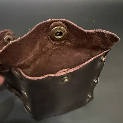 Vintage Handcrafted Brown Soft Leather Snap Button Wrist Wallet