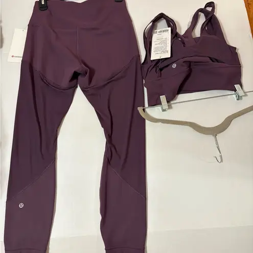Lululemon $196 bundle set Wunder Train 10 leggings 8 bra top NWT  grape thistle