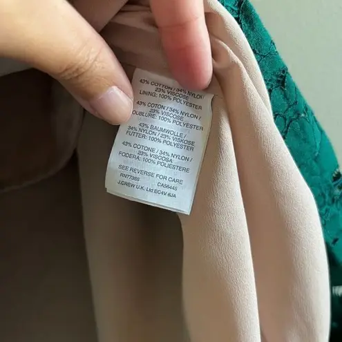 J.Crew  Lace Green Nude Lined‎ Midi Pleated Skirt W