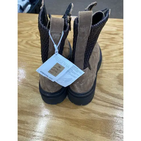 Geox Respira Combat Boots Women's 8.5 Brown Suede Lace Up High Top Round Toe S42